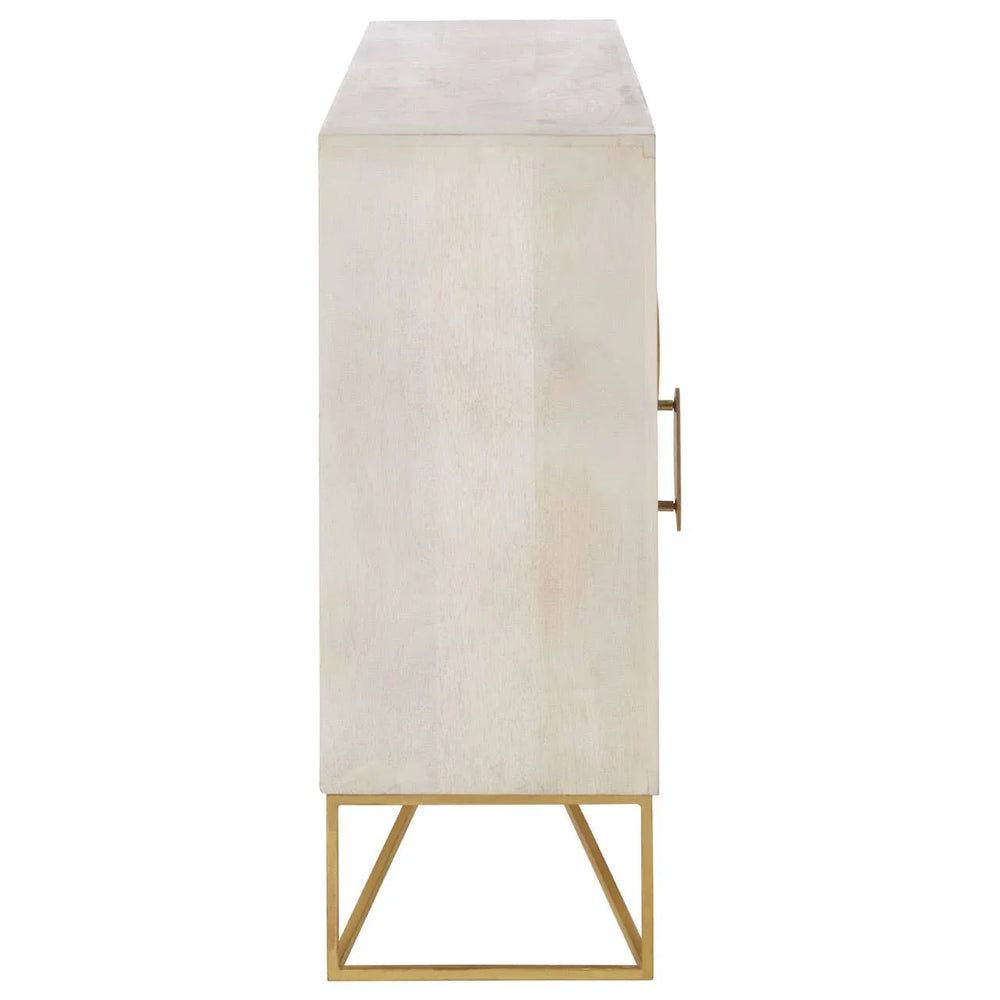 Boho Chic Mango Wood Sideboard with Tribal Carvings