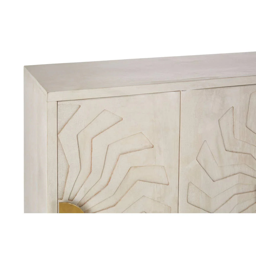 Boho Chic Mango Wood Sideboard with Tribal Carvings