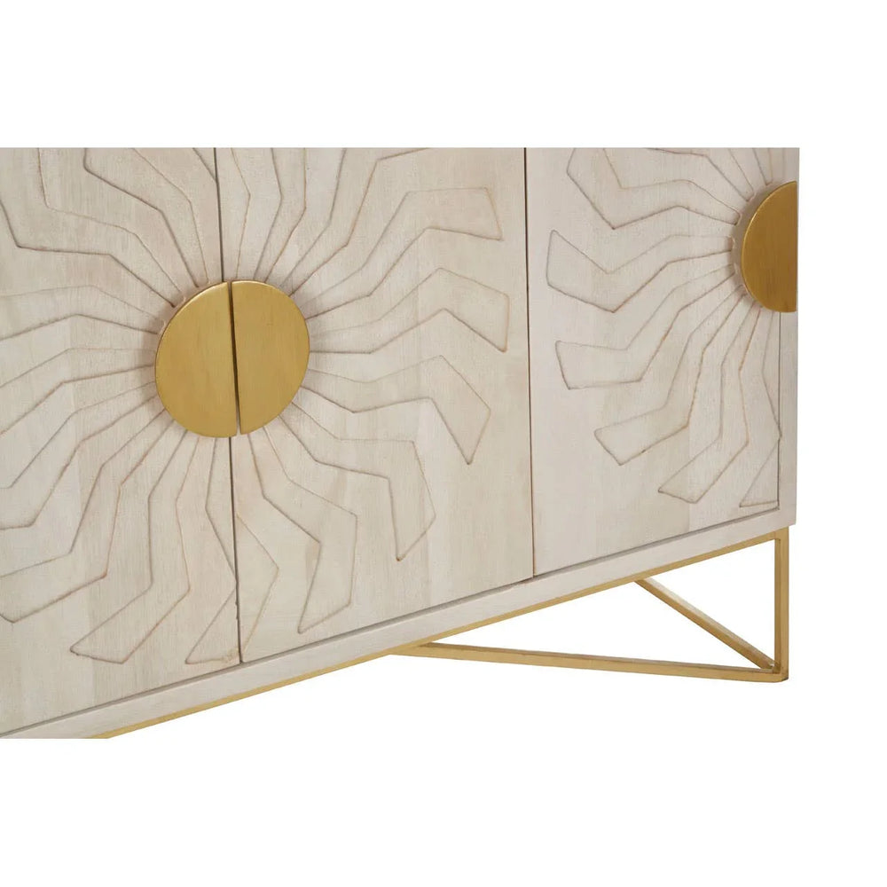 Boho Chic Mango Wood Sideboard with Tribal Carvings