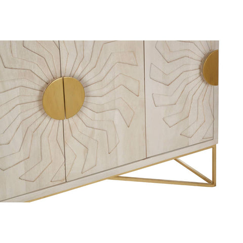 Boho Chic Mango Wood Sideboard with Tribal Carvings
