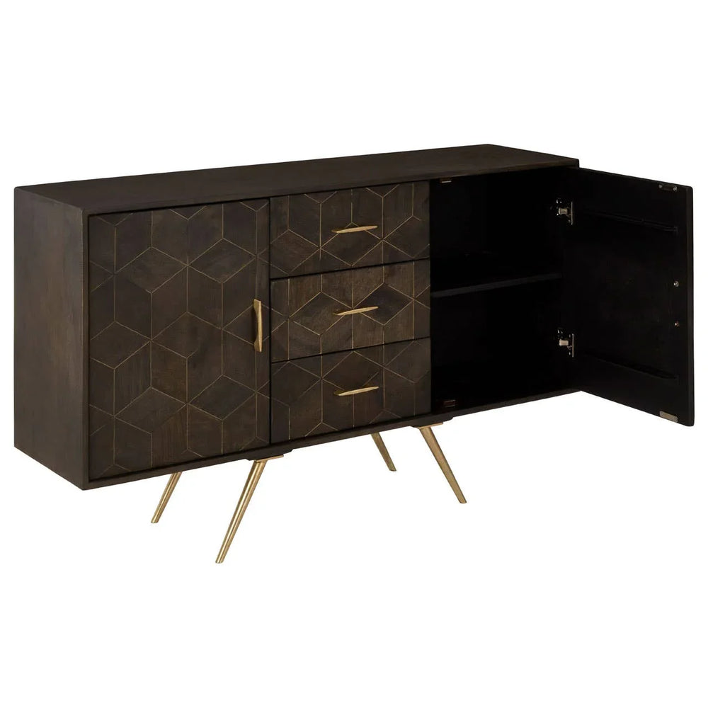 Royal Brass-Accented Mango Wood Sideboard