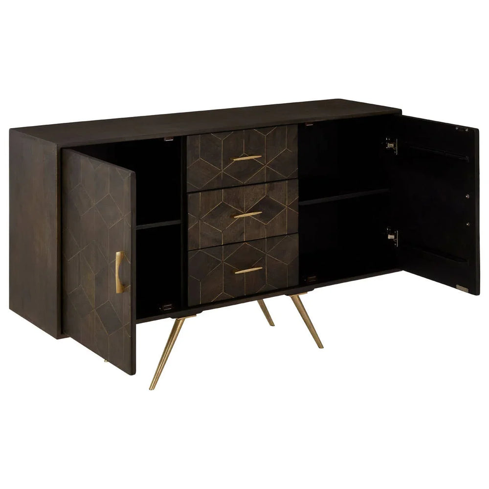 Royal Brass-Accented Mango Wood Sideboard