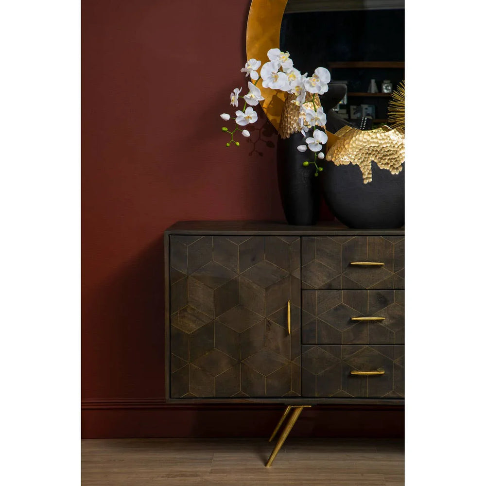 Royal Brass-Accented Mango Wood Sideboard