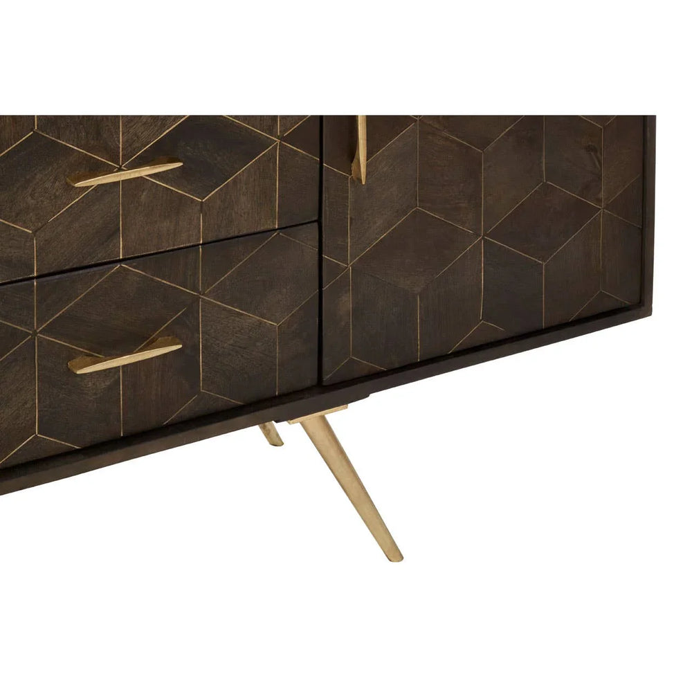 Royal Brass-Accented Mango Wood Sideboard