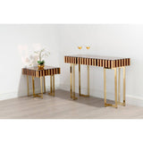 Golden Glass Top Console Table