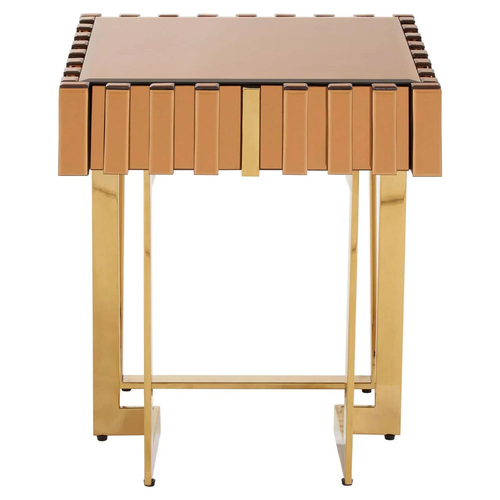 Golden Corrugated Glass Side Table