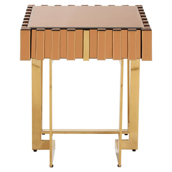 Golden Corrugated Glass Side Table