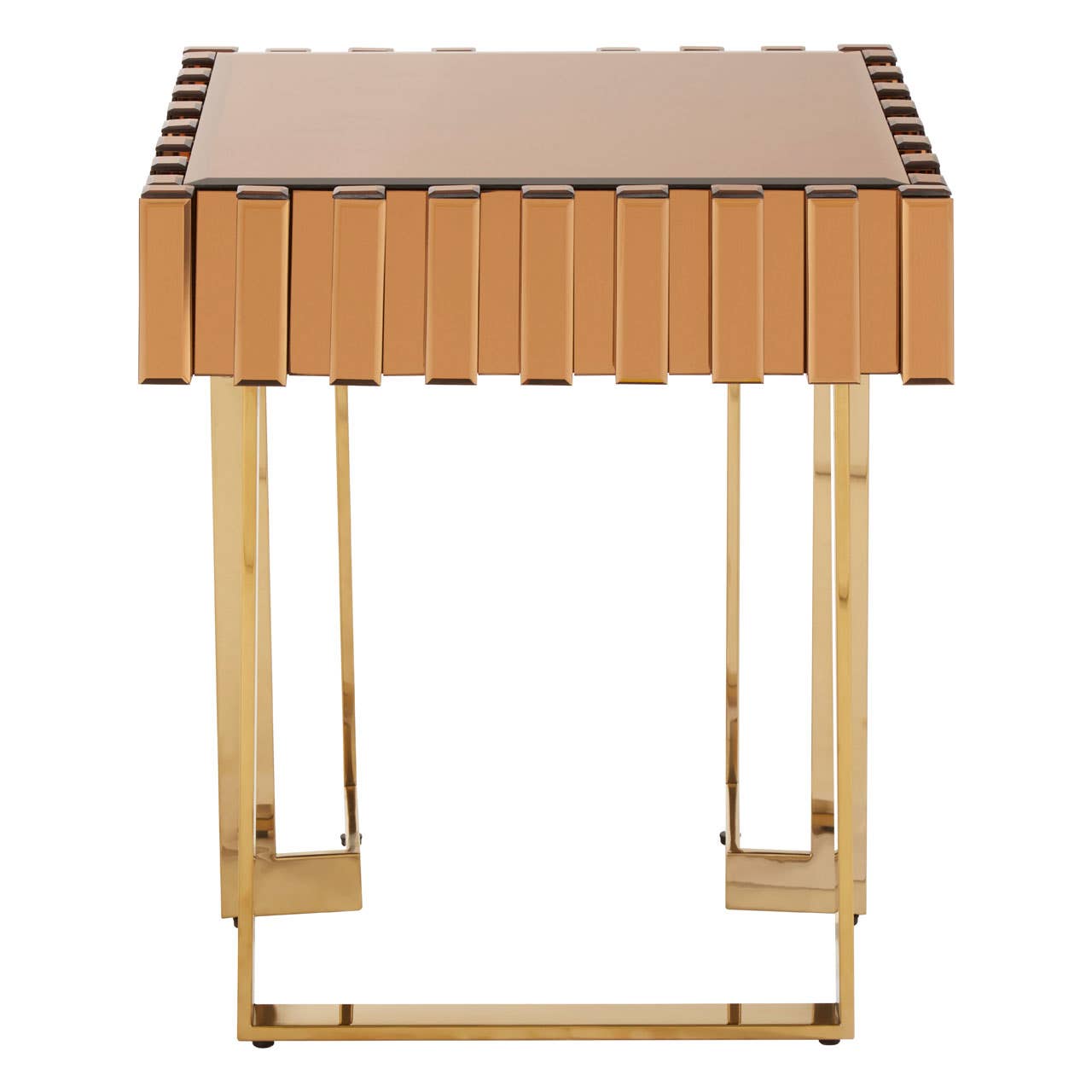 Golden Corrugated Glass Side Table