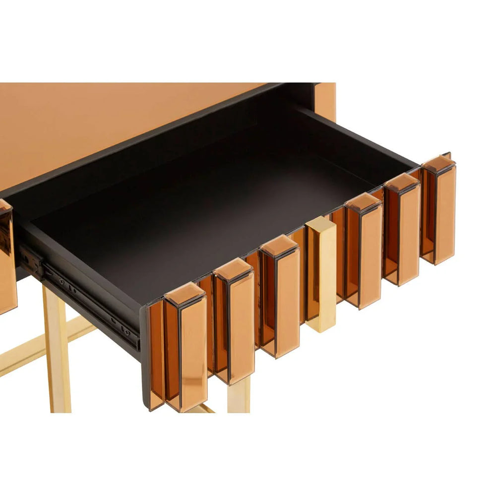 Golden Corrugated Glass Side Table