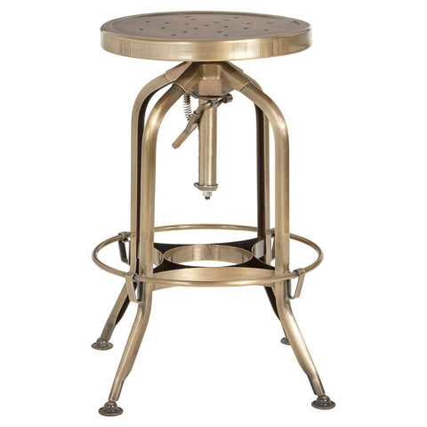 Industrial Brass Adjustable Stool