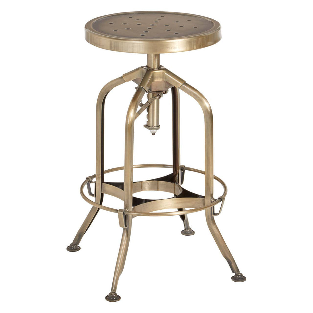 Industrial Brass Adjustable Stool