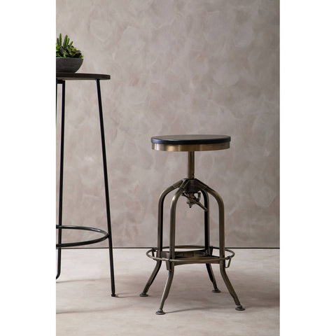 Industrial Brass Swivel Stool