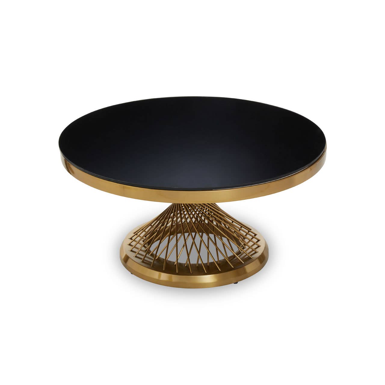 Golden Geometric Glass Coffee Table