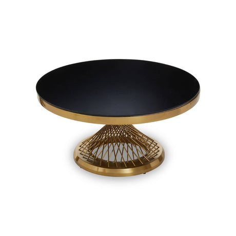 Golden Geometric Glass Coffee Table