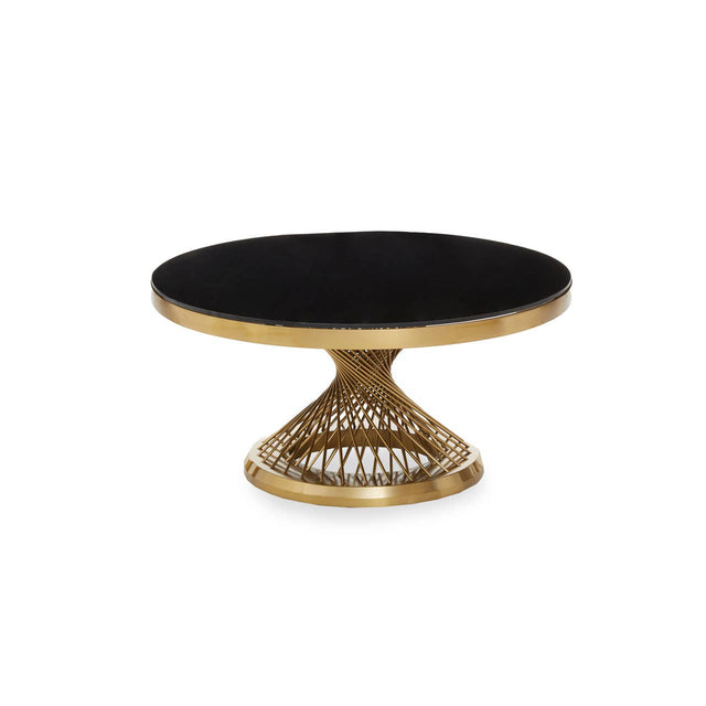 Golden Geometric Glass Coffee Table