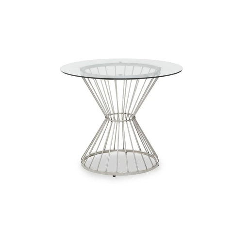 Silver Hourglass Glass Dining Table