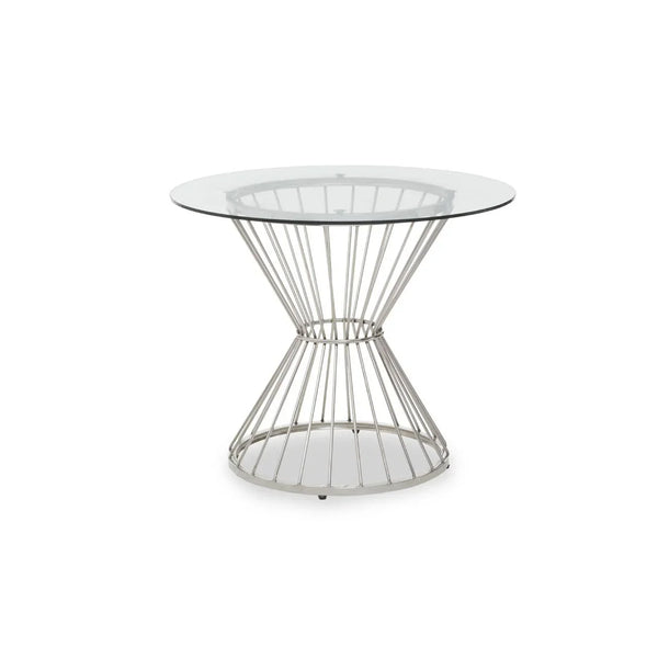 Silver Hourglass Glass Dining Table