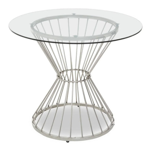 Silver Hourglass Glass Dining Table