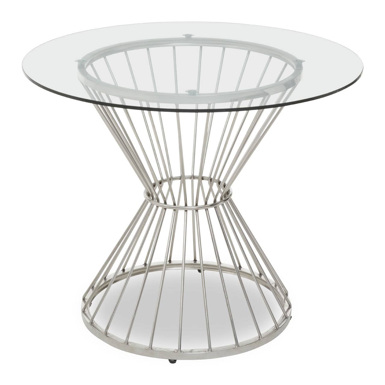 Silver Hourglass Glass Dining Table