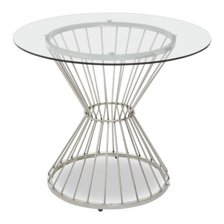 Silver Hourglass Glass Dining Table