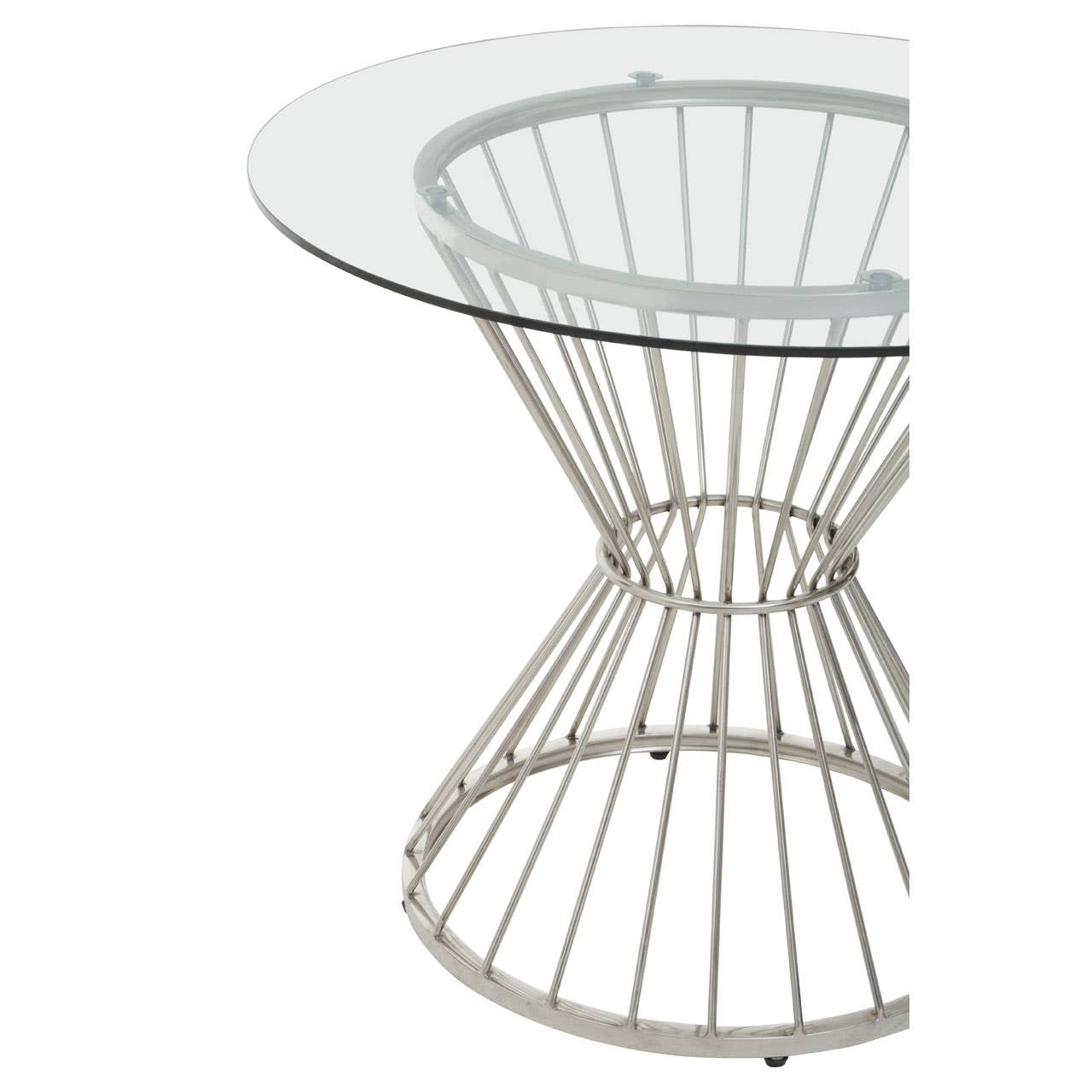 Silver Hourglass Glass Dining Table
