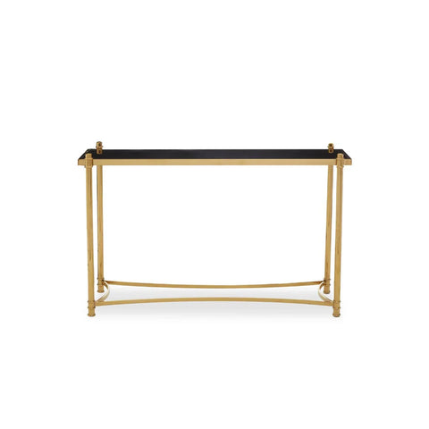 Golden Black Glass Console Table