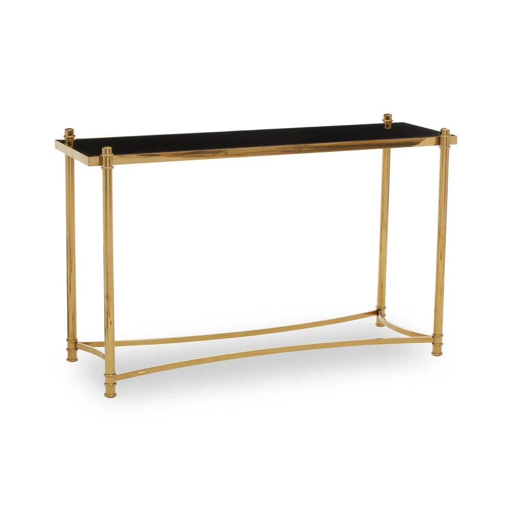 Golden Black Glass Console Table