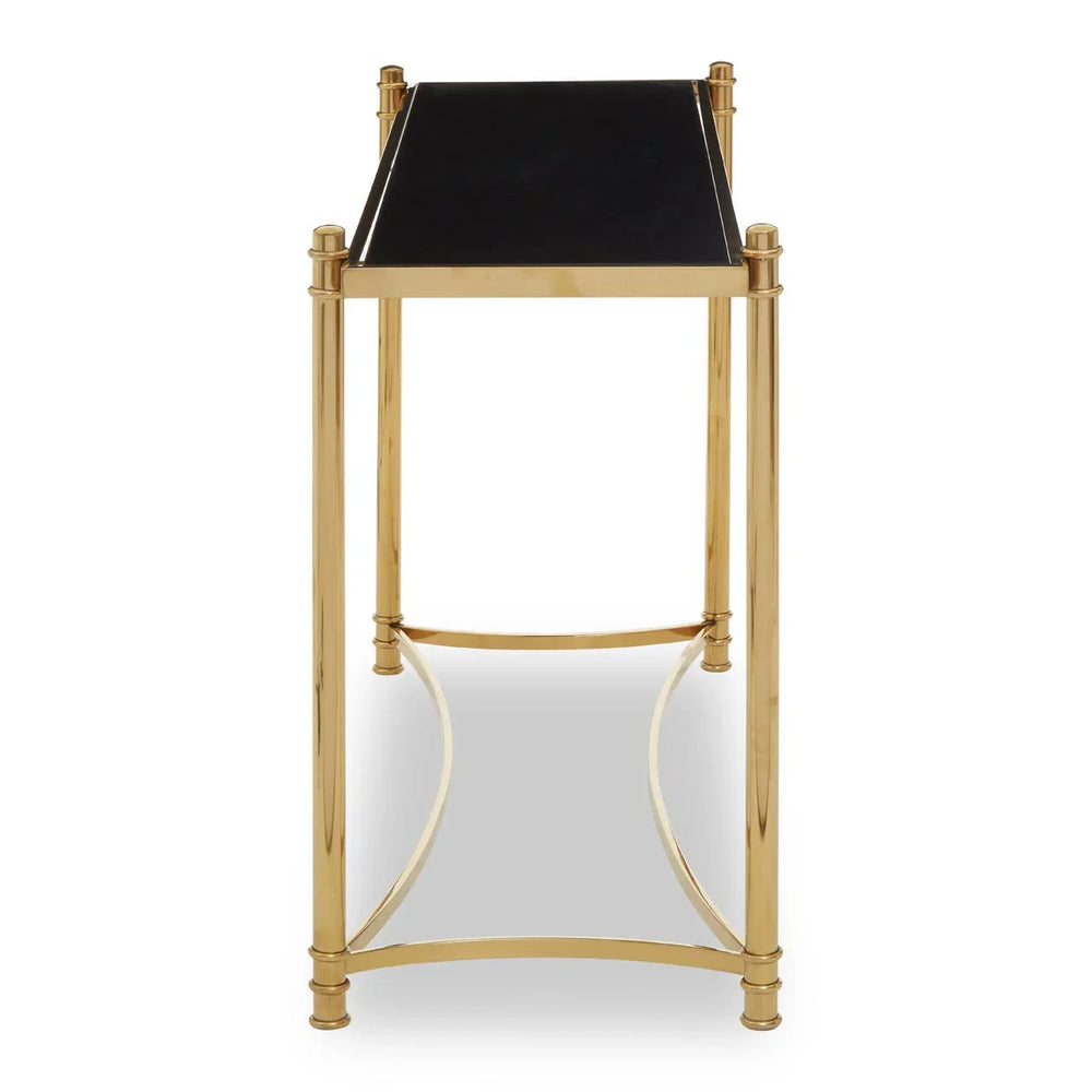 Golden Black Glass Console Table