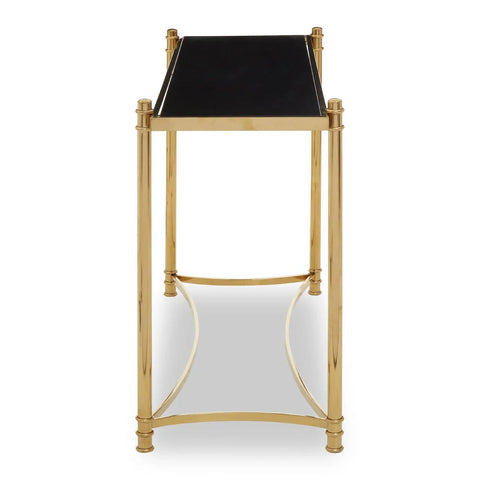 Golden Black Glass Console Table