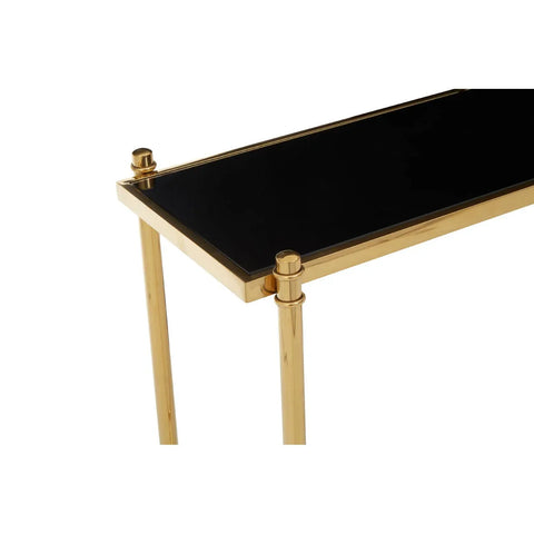 Golden Black Glass Console Table