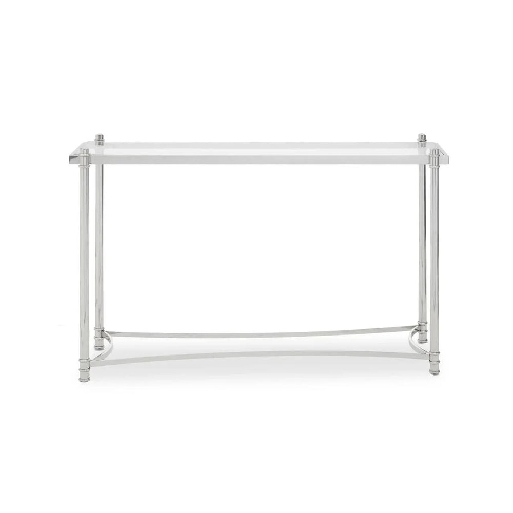 Sleek Silver Glass Console Table