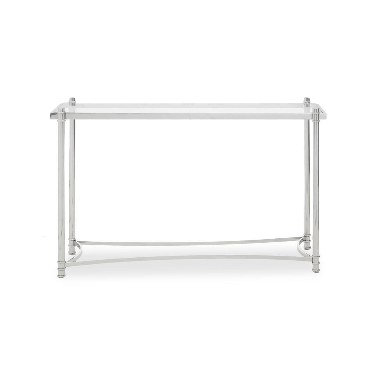Sleek Silver Glass Console Table