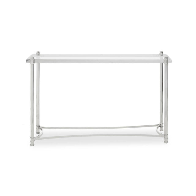 Sleek Silver Glass Console Table