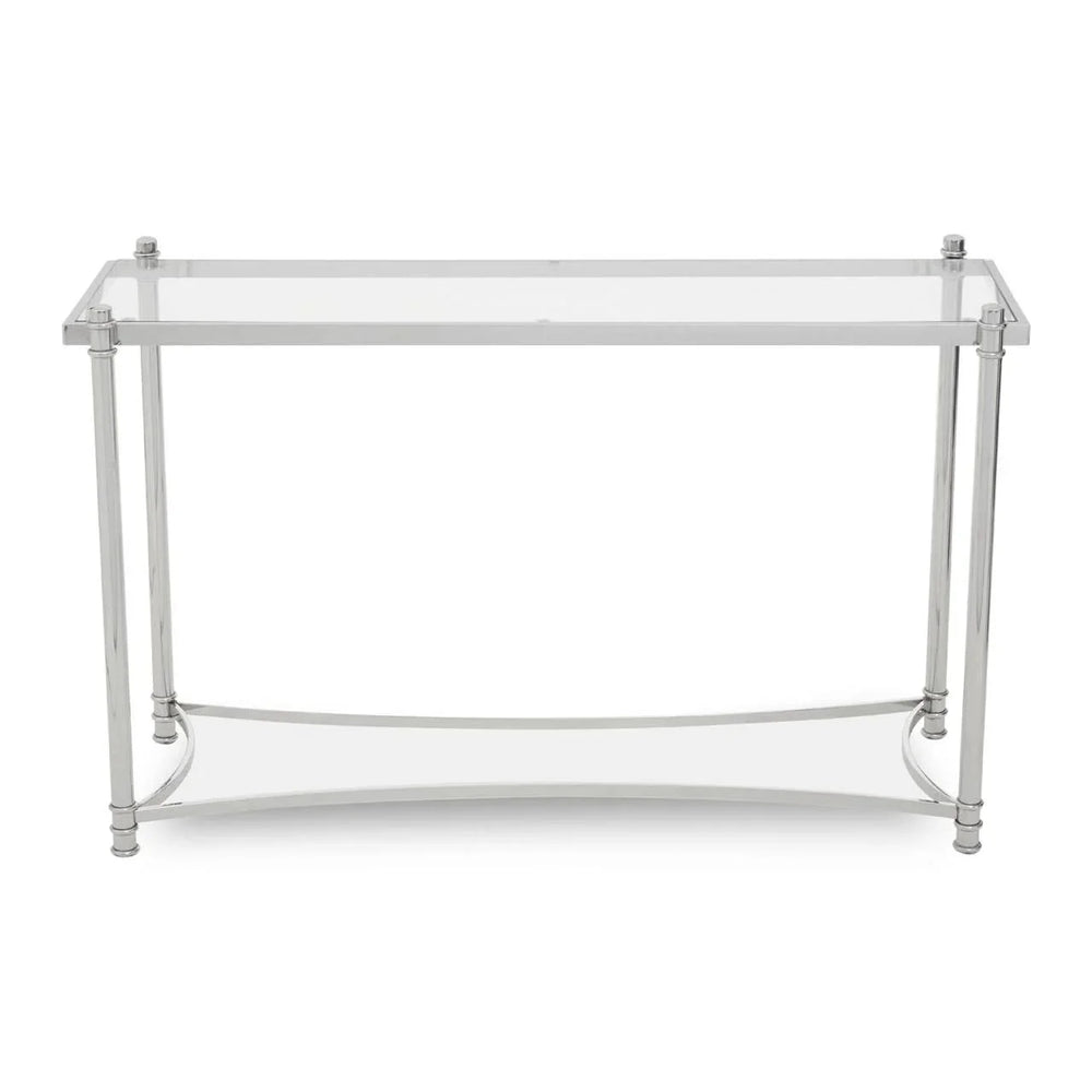 Sleek Silver Glass Console Table
