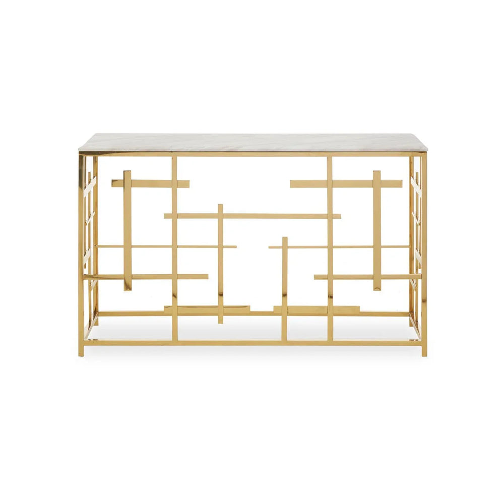 Labyrinth White Marble Console Elegance