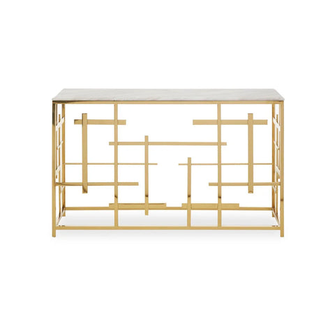 Labyrinth White Marble Console Elegance