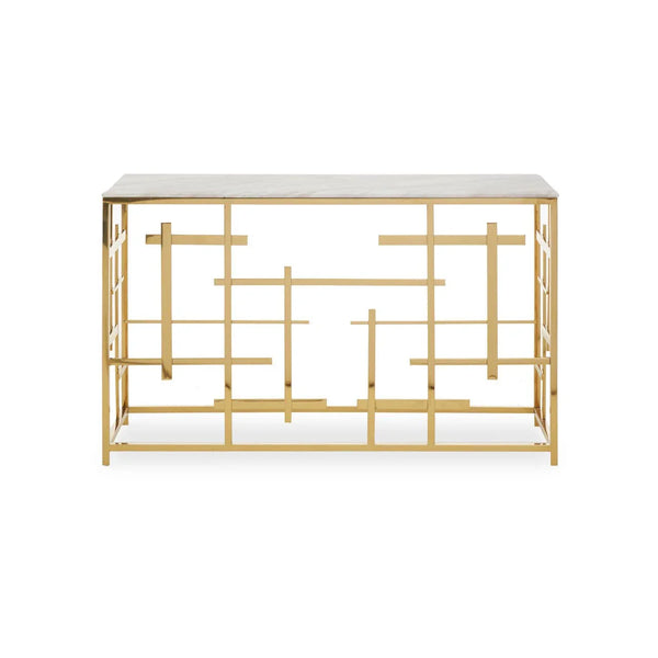 Labyrinth White Marble Console Elegance