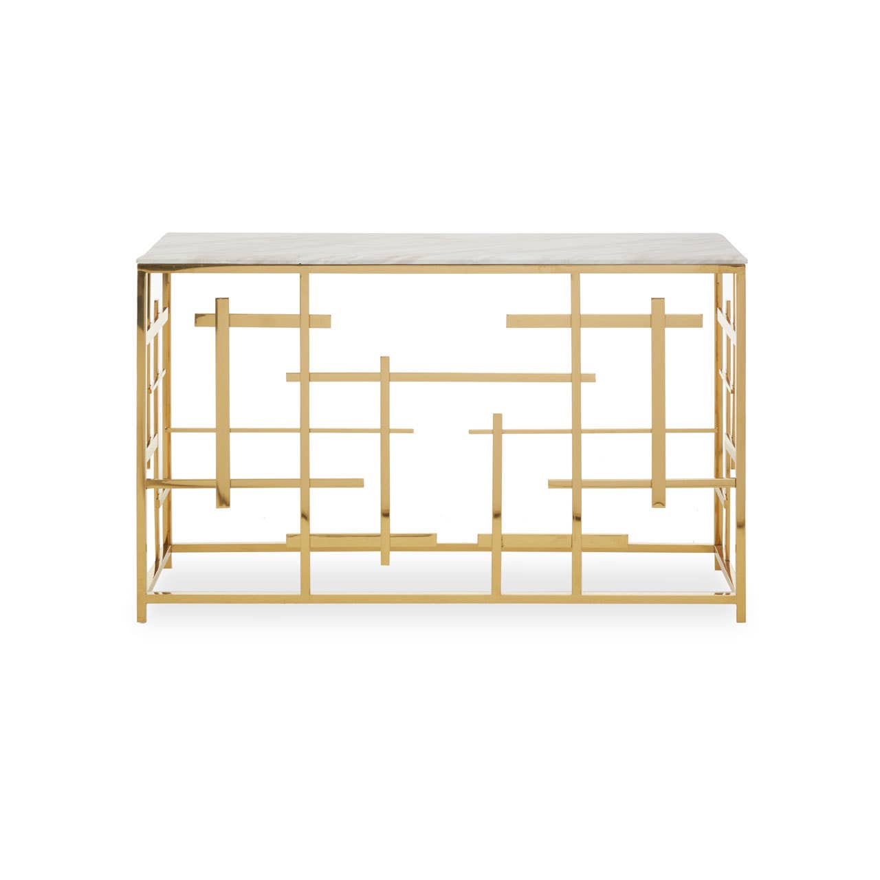 Labyrinth White Marble Console Elegance