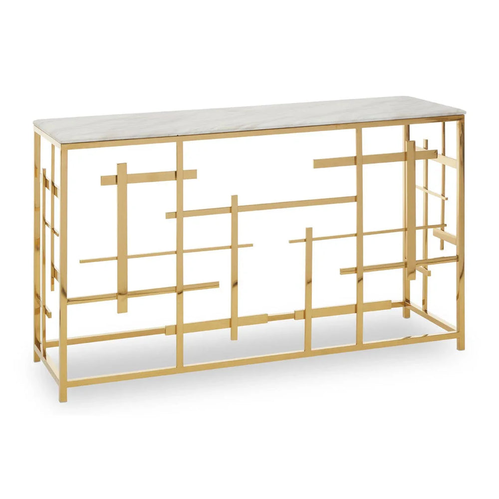 Labyrinth White Marble Console Elegance