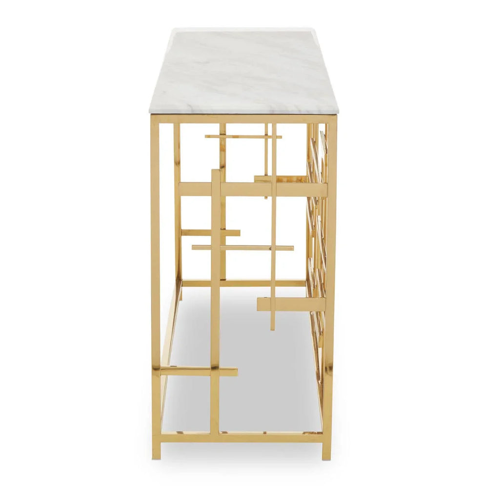 Labyrinth White Marble Console Elegance