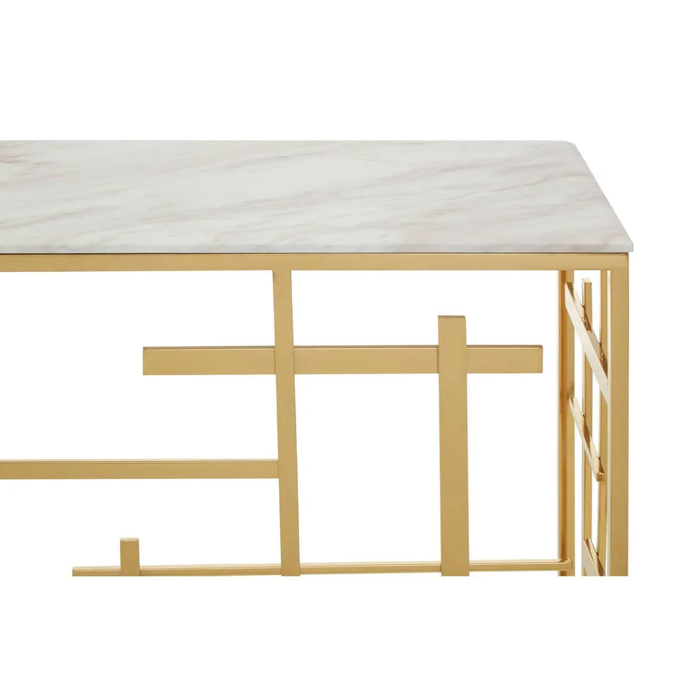Labyrinth White Marble Console Elegance