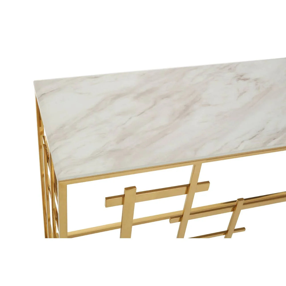 Labyrinth White Marble Console Elegance