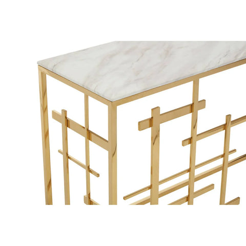 Labyrinth White Marble Console Elegance