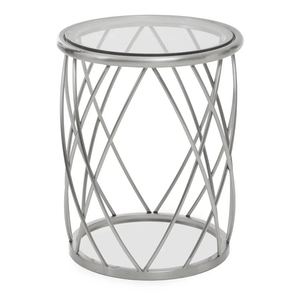 Silver Geometric Glass Side Table