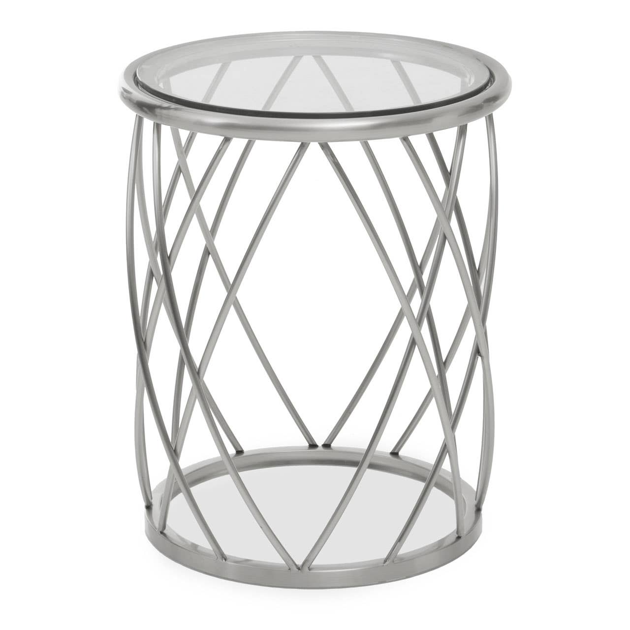 Silver Geometric Glass Side Table
