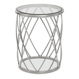 Silver Geometric Glass Side Table