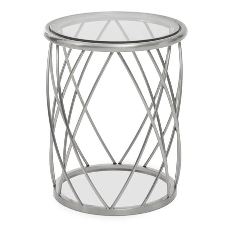 Silver Geometric Glass Side Table