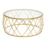 Golden Geometric Glass Coffee Table