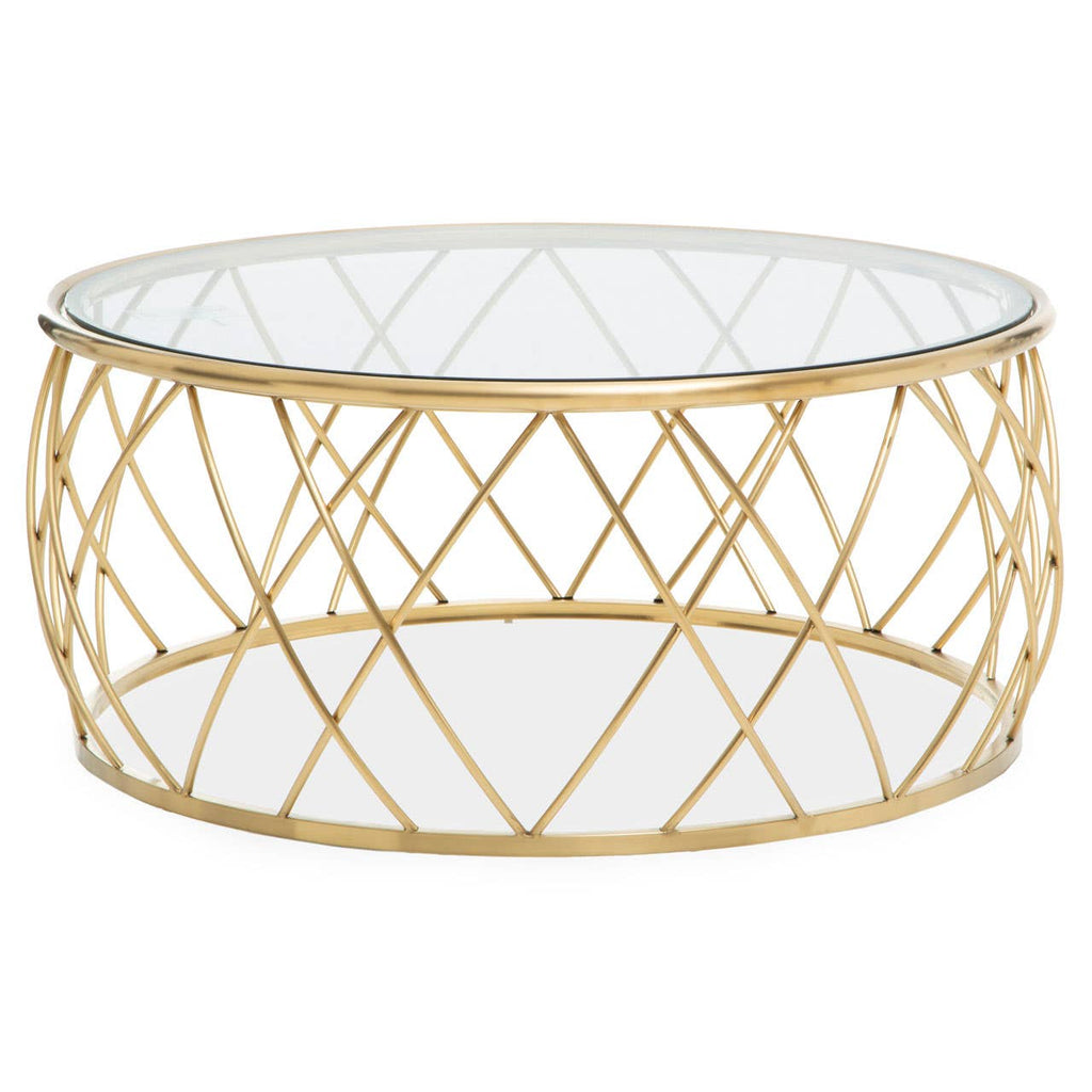 Golden Geometric Glass Coffee Table