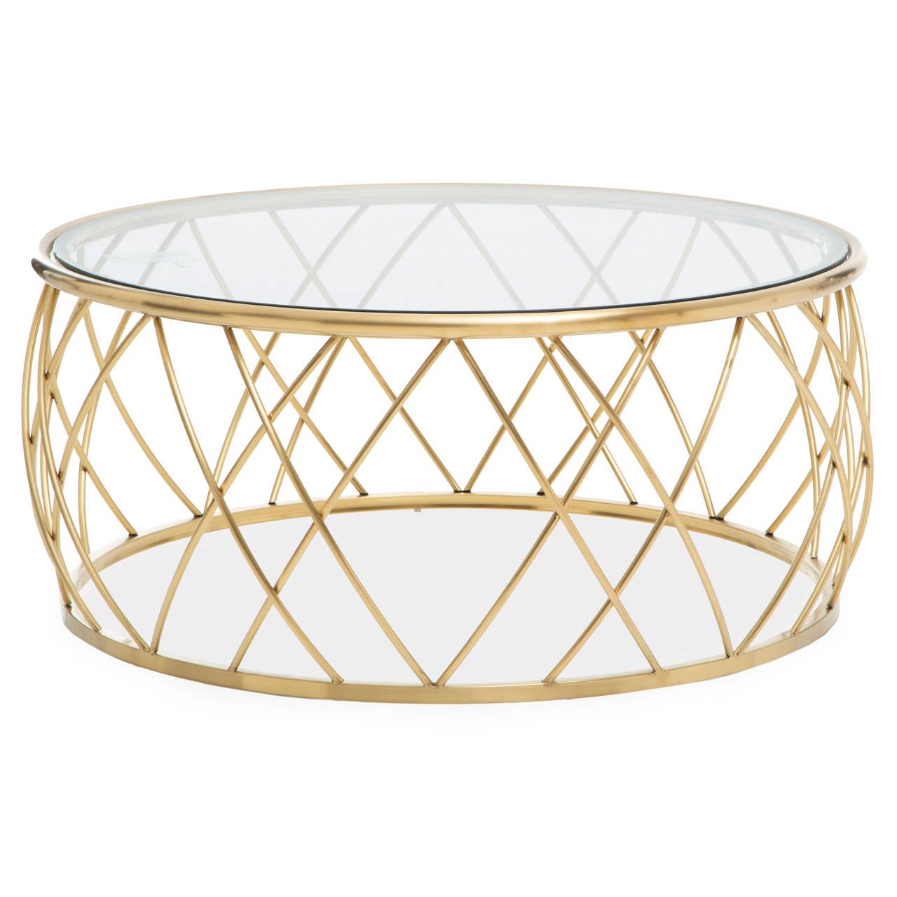Golden Geometric Glass Coffee Table